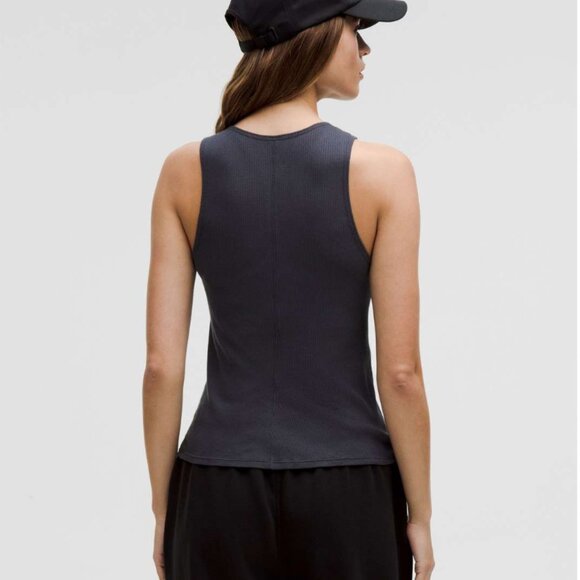 Lululemon Sheer Cotton Ribbed Tank Top Black Night - Picture 2 of 9